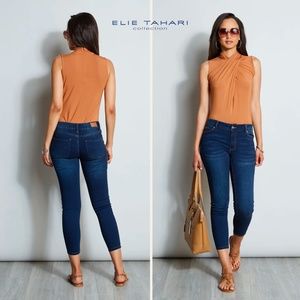 Tahari Chloe Denim Jeans Slimming Mid-Rise SkinnyCrop Ankle Length Stretch 12/31